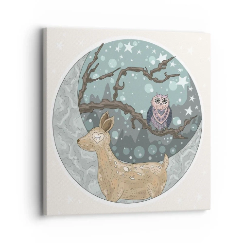 Impression sur toile - Image sur toile - Une nuit de conte de fées en forêt - 30x30 cm