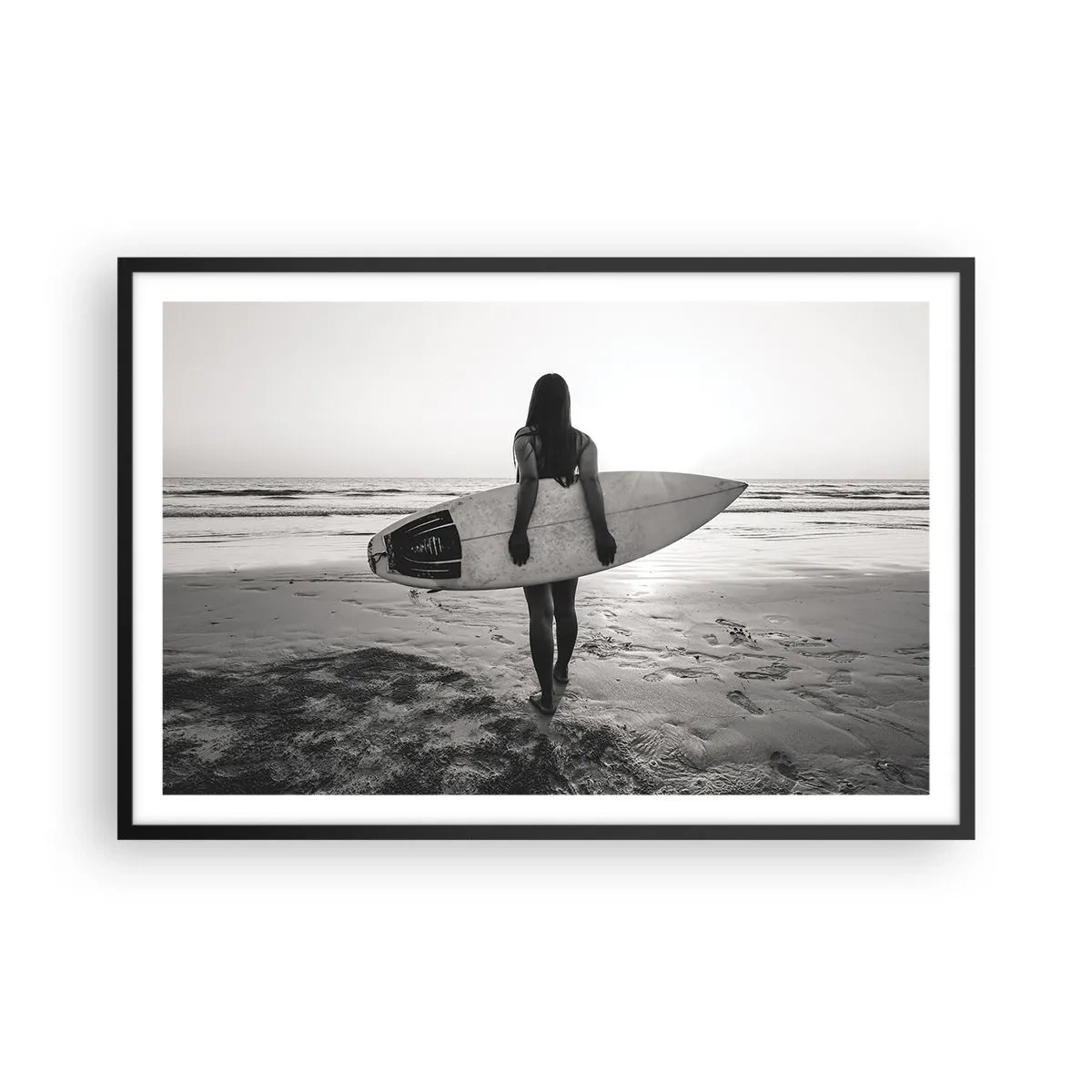 Affiche dans un cadre noir - Poster - Fille des vagues de la mer - 91x61 cm