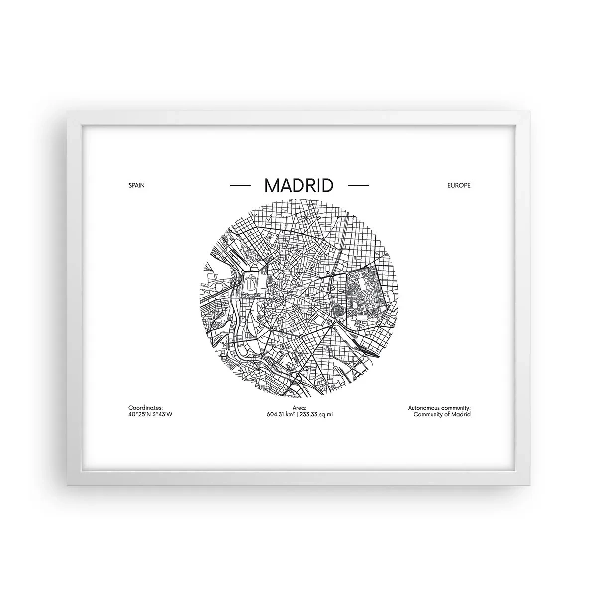 Affiche dans un cadre blanc - Poster - Anatomie de Madrid - 50x40 cm
