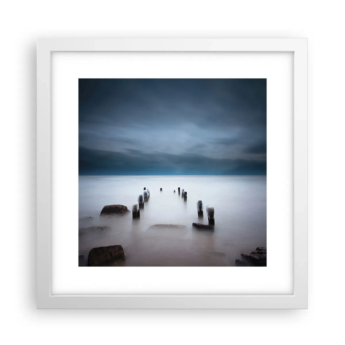 Affiche dans un cadre blanc - Poster - Lac pensif - 30x30 cm