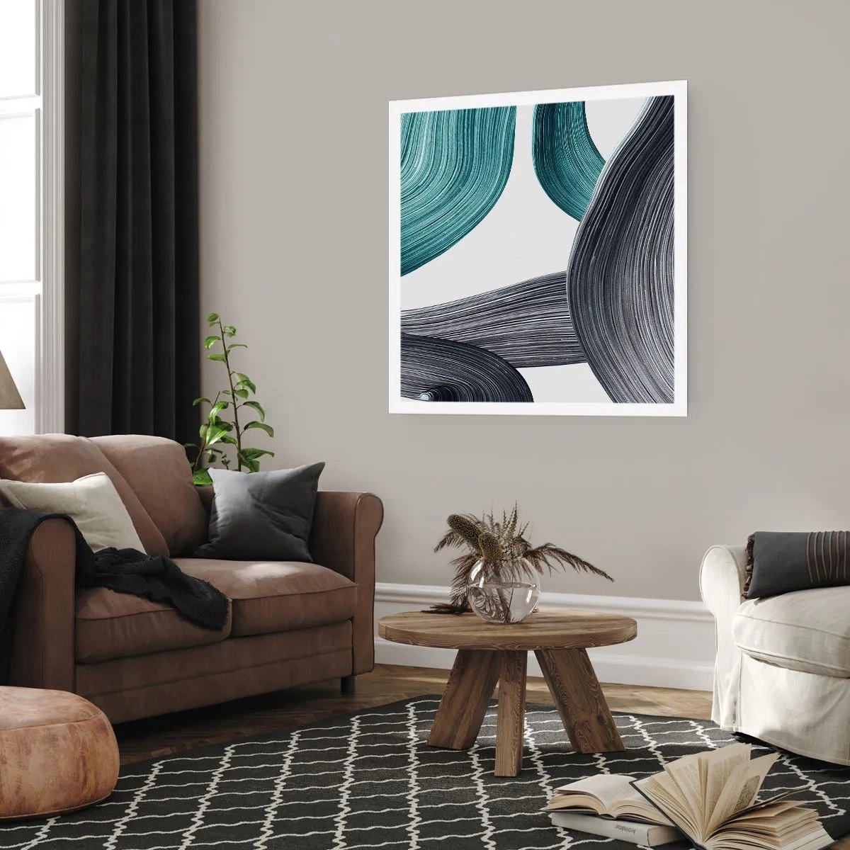 Affiche - Poster - Sentiers émeraude et noirs - 50x50 cm