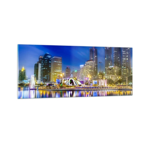 Impression sur verre - Image sur verre - Nuit arc-en-ciel de la métropole - 100x40 cm