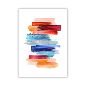 Affiche - Poster - Coups de pinceau abstraits colorés sur fond blanc - 50x70cm - En haut et en bas - Décoration murale moderne pour le salon et la chambre ARTTOR