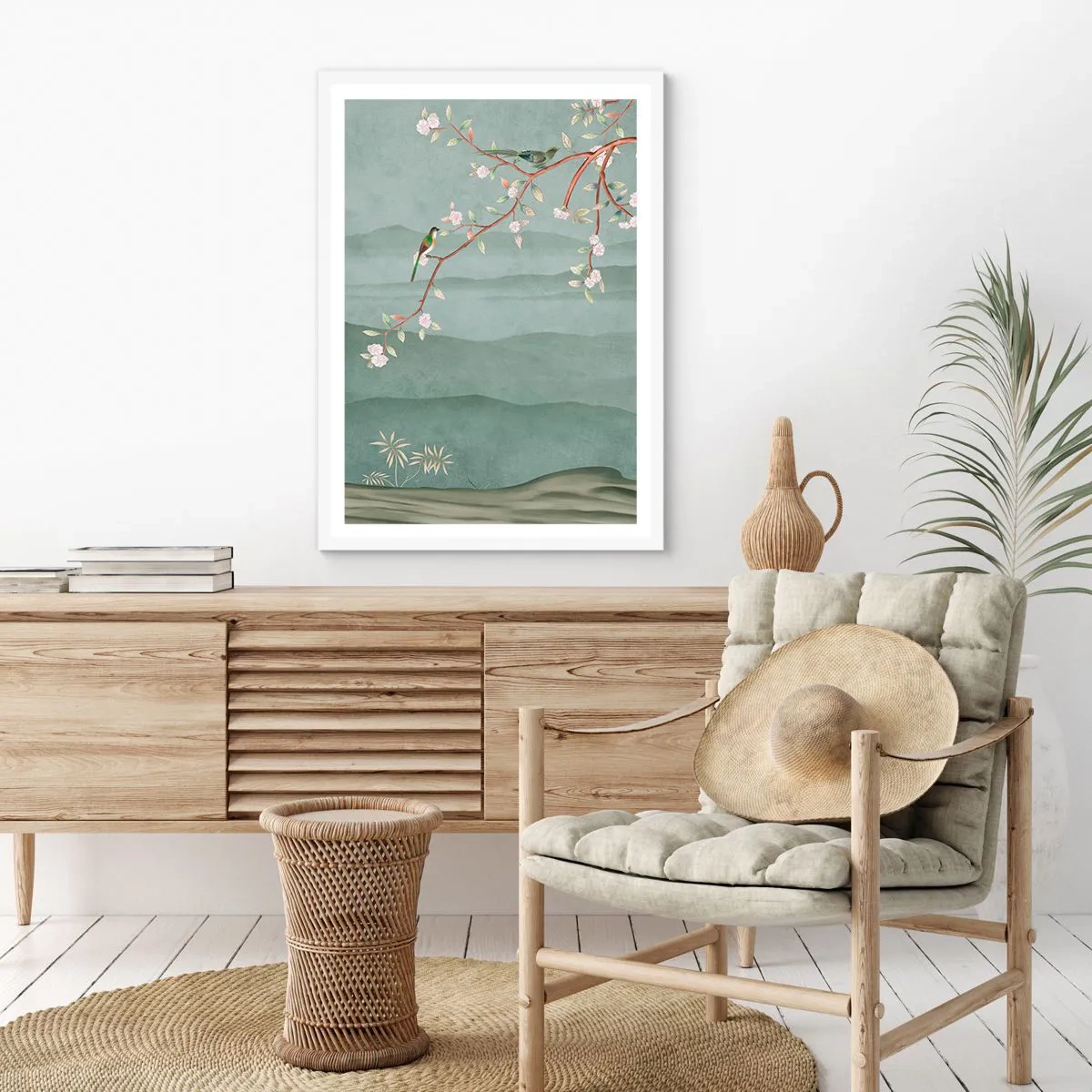 Affiche dans un cadre blanc - Poster - Printemps oh c'est toi - 50x70 cm