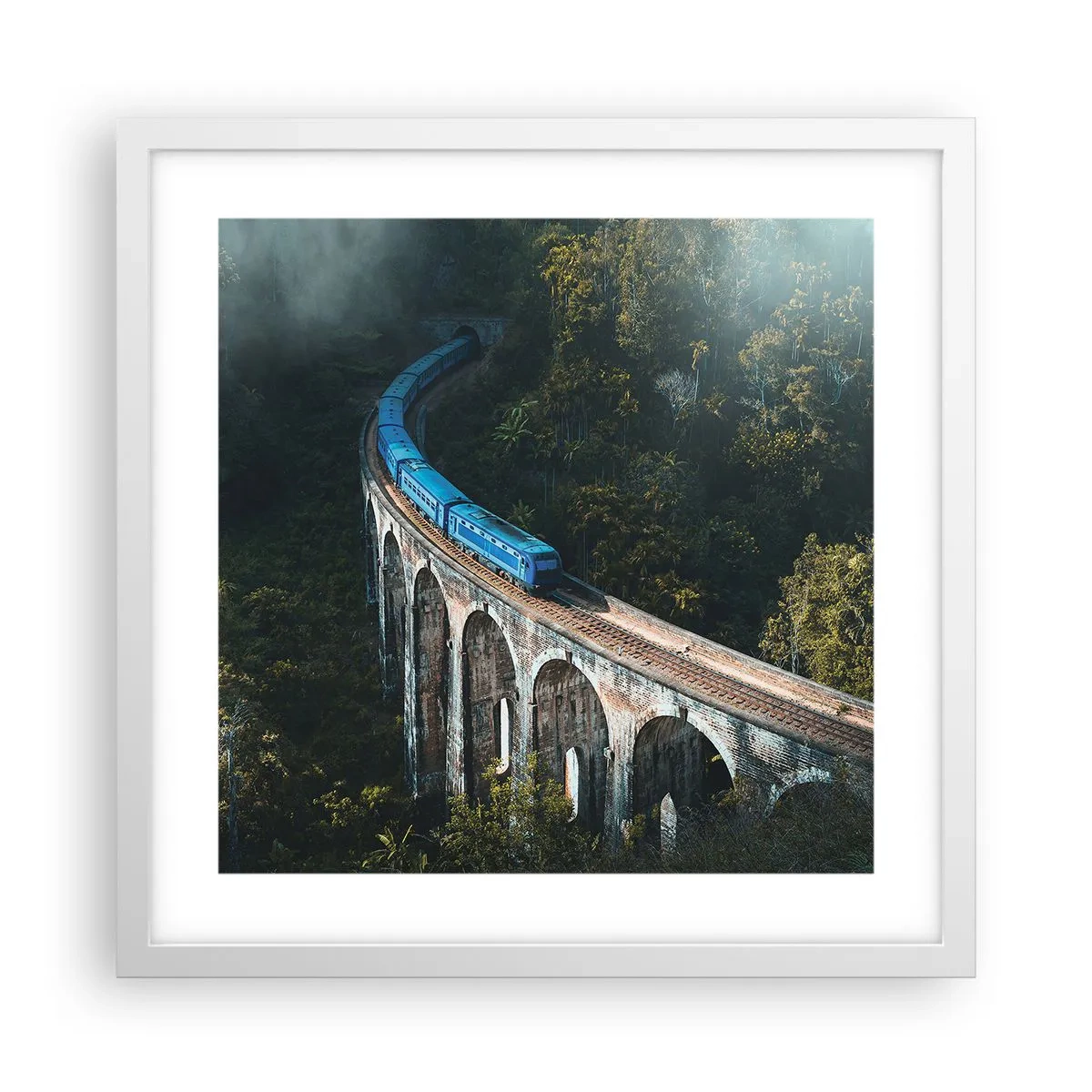 Affiche dans un cadre blanc - Poster - Train nature - 40x40 cm