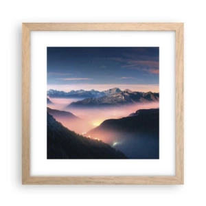 Affiche dans un chêne clair - Poster - Lumière dans les vallées - 30x30 cm