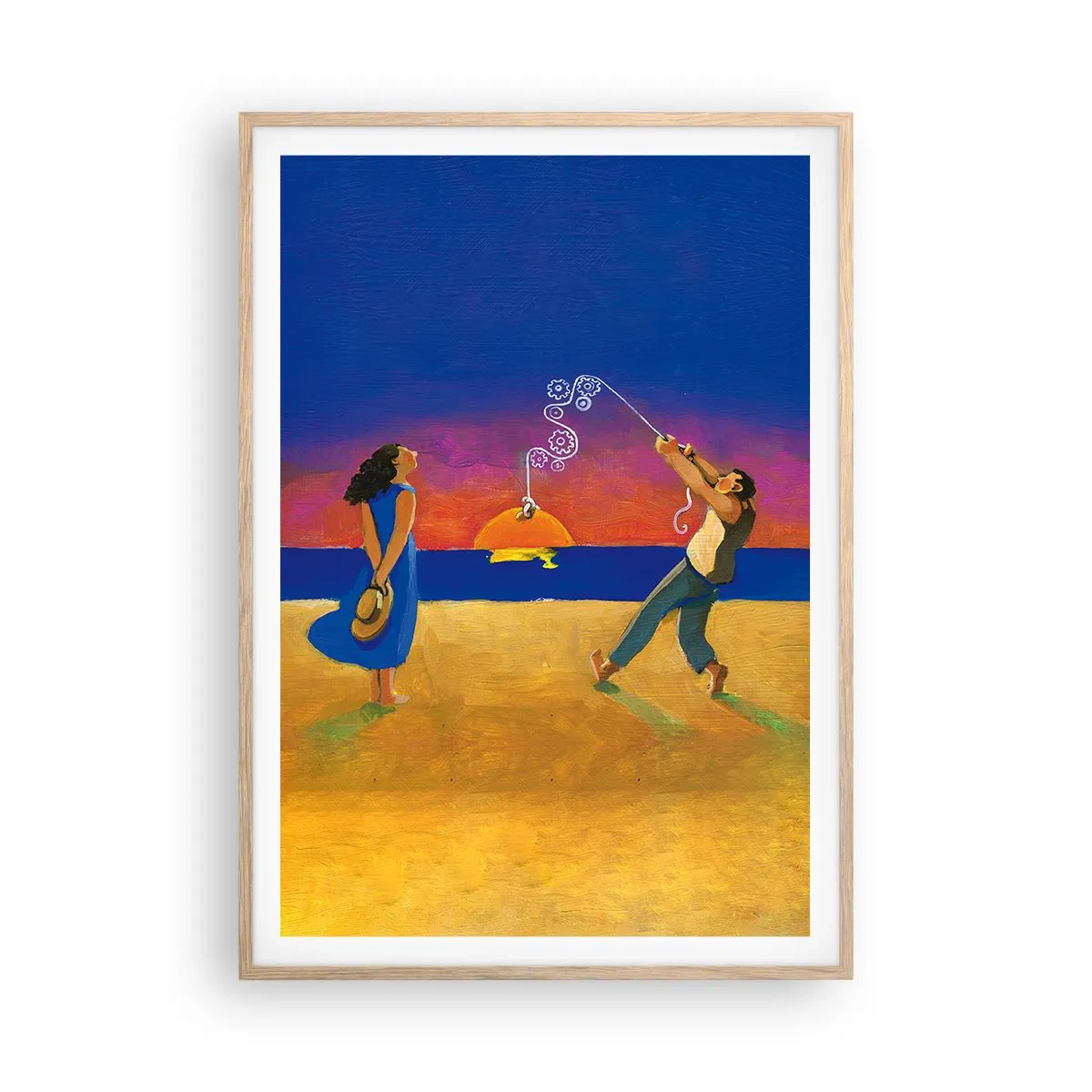 Affiche dans un chêne clair - Poster - Plus qu'une étoile dans le ciel - 70x100 cm