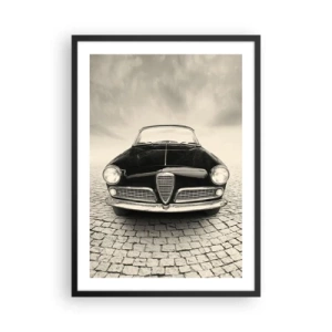 Affiche dans un cadre noir - Poster - L'avant d'une voiture classique dans une rue pavée - 50x70cm - Et alors! Tu ne m'aime pas? - Décoration murale moderne pour le salon et la chambre ARTTOR
