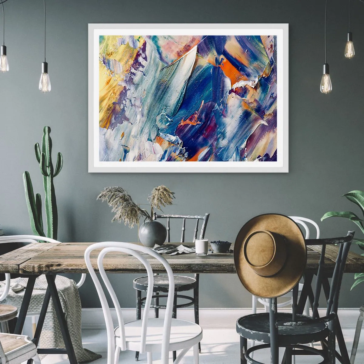 Affiche dans un cadre blanc - Poster - Confusion des couleurs - 50x40 cm