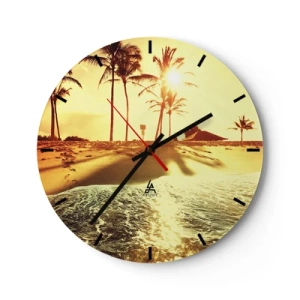 Horloge murale - Pendule murale - Un cadran d'horloge avec un motif de plage à la lumière du soleil couchant - 30x30cm - Après-midi californien - Décoration murale moderne pour le salon, la cuisine et la chambre ARTTOR