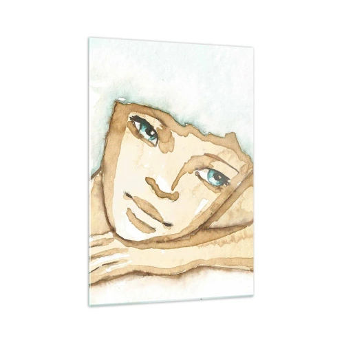 Impression sur verre - Image sur verre - Portrait artistique d'une femme aux couleurs pastel - 70x100cm - L'arbre de la poésie naît du silence - Décoration murale moderne pour le salon et la chambre ARTTOR