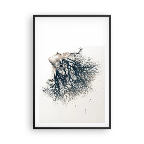Affiche dans un cadre noir - Poster - Écouter le murmure des arbres - 61x91 cm