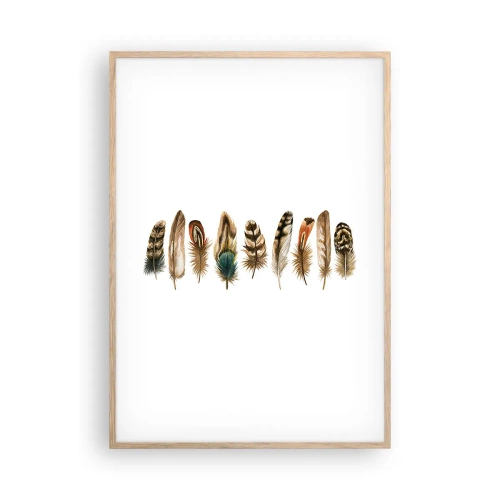 Affiche dans un chêne clair - Poster - Variation à plumes - 70x100 cm