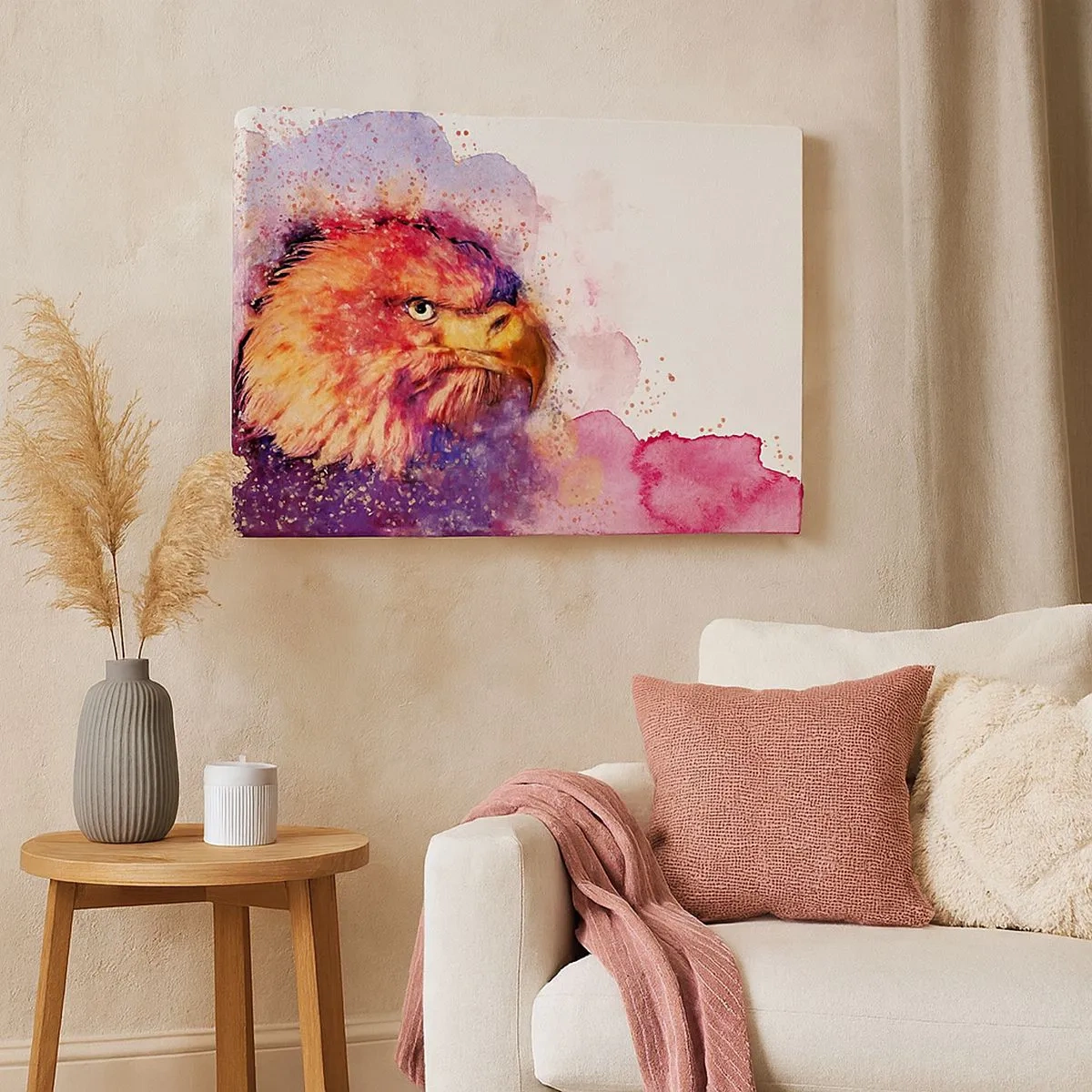 Impression sur toile - Image sur toile - Portrait d'un aigle aux couleurs aquarelles artistiques - 70x50cm - Tu ne veux pas savoir à quoi je pense - Décoration murale moderne pour le salon et la chambre ARTTOR