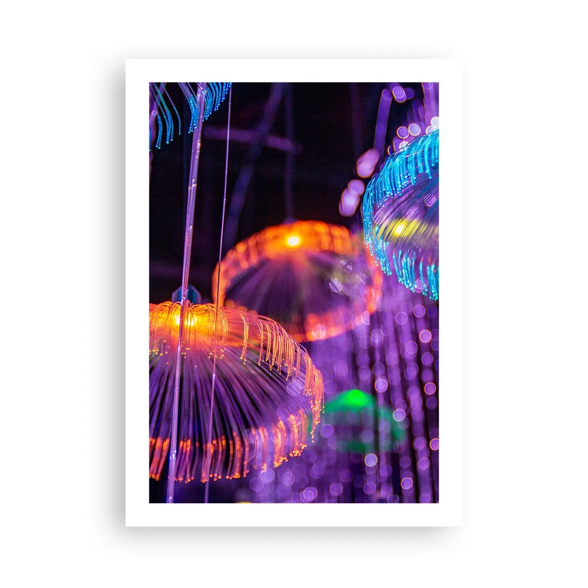 Affiche - Poster - Méduses colorées et futuristes à la lumière du néon - 50x70cm - Fontaine lumineuse - Décoration murale moderne pour le salon et la chambre ARTTOR