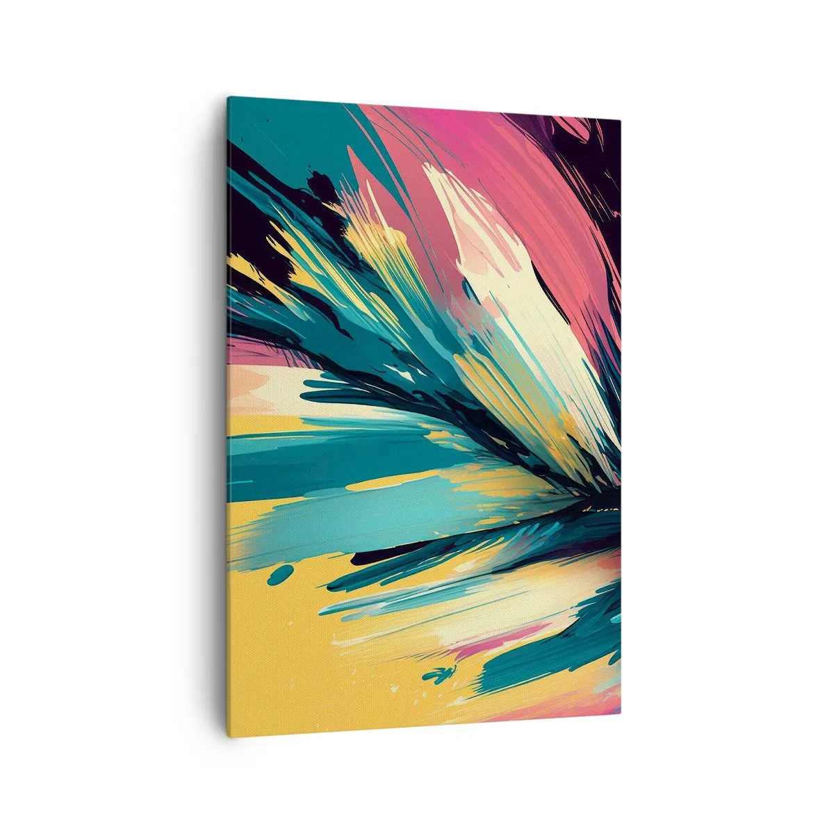 Impression sur toile - Image sur toile - Une composition abstraite aux couleurs intenses et contrastées. - 70x100cm - Composition – une explosion de joie - Décoration murale moderne pour le salon et la chambre ARTTOR