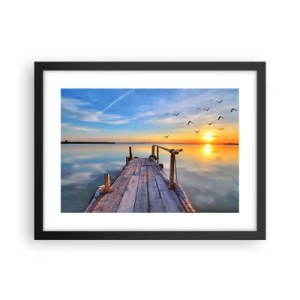 Affiche dans un cadre noir - Poster - Marcher droit vers le soleil - 40x30 cm