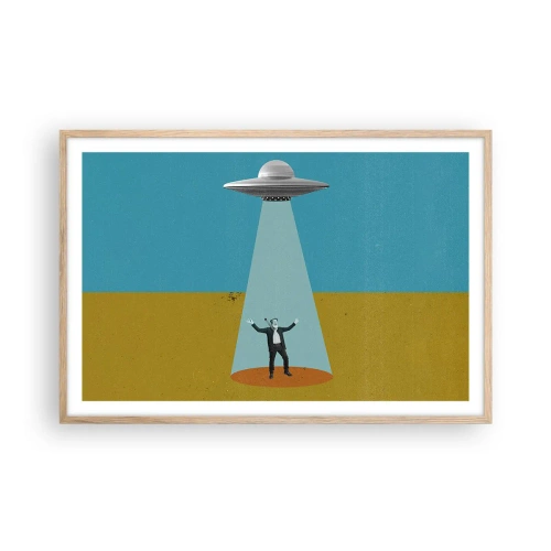 Affiche dans un chêne clair - Poster - Rencontre proche - 91x61 cm