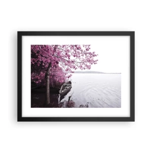 Affiche dans un cadre noir - Poster - Dans un silence rose - 40x30 cm