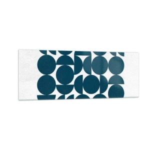 Impression sur verre - Image sur verre - Formes géométriques dans des tons bleu marine sur fond blanc - 140x50cm - Cercles et demi-cercles - Décoration murale moderne pour le salon et la chambre ARTTOR
