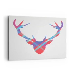 Impression sur toile - Image sur toile - Image géométrique d'un cerf sur fond clair - 100x70cm - Cerf écossais - Décoration murale moderne pour le salon et la chambre ARTTOR