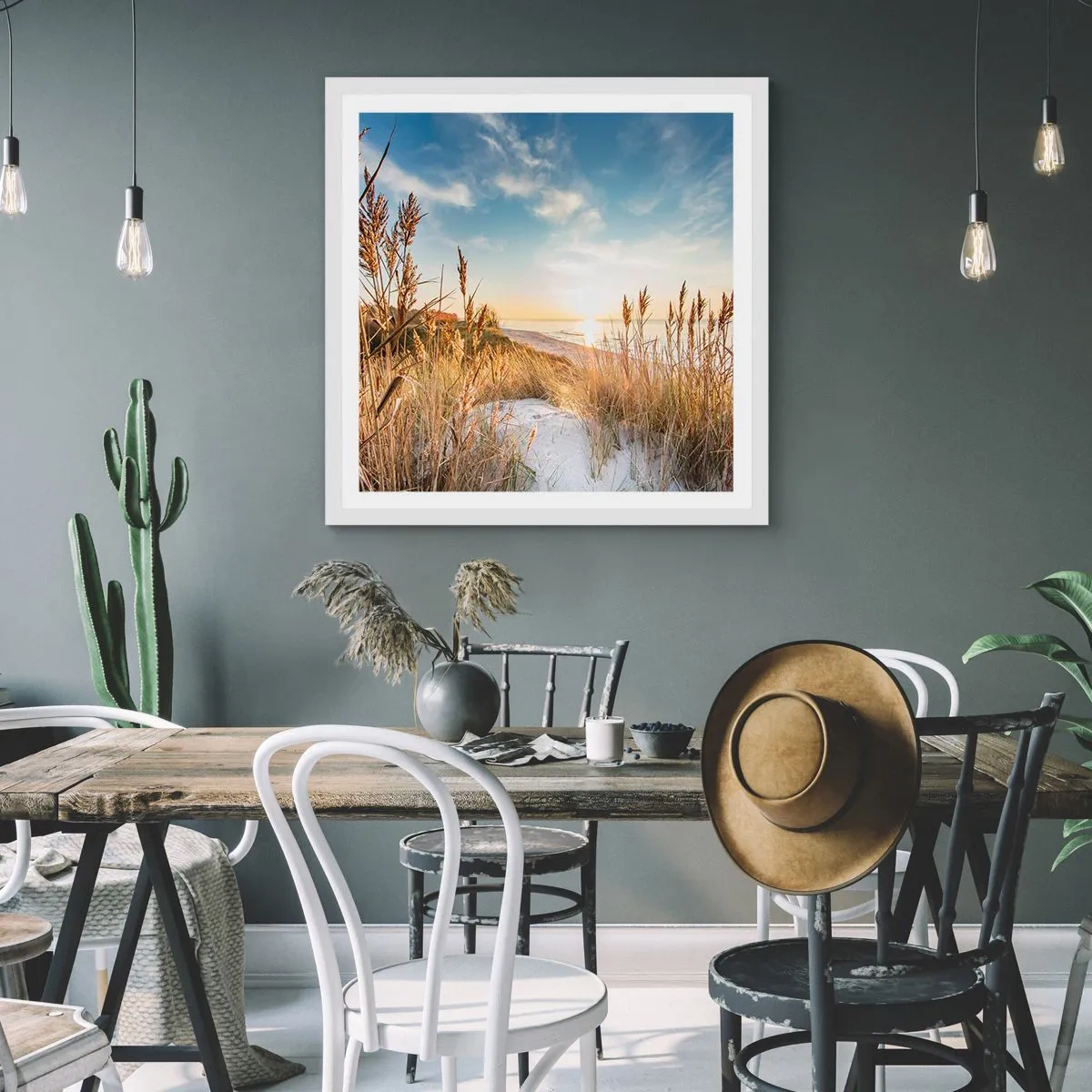 Affiche dans un cadre blanc - Poster - Plage du nord - 30x30 cm