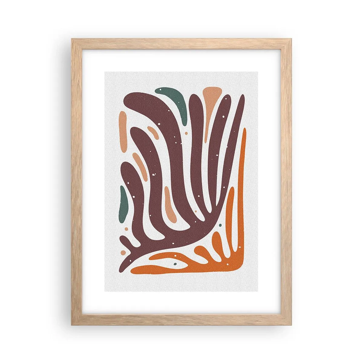 Affiche dans un chêne clair - Poster - Composition organique rayonnante - 30x40 cm