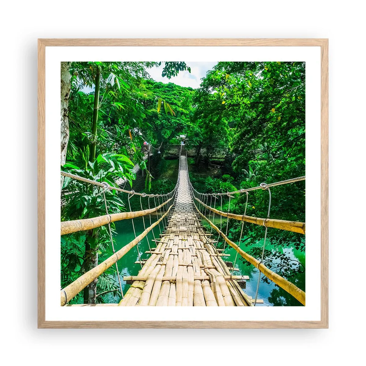 Affiche dans un chêne clair - Poster - Pont de singe en pleine nature - 60x60 cm