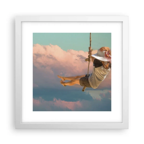 Affiche dans un cadre blanc - Poster - S'amuser dans les nuages - 30x30 cm
