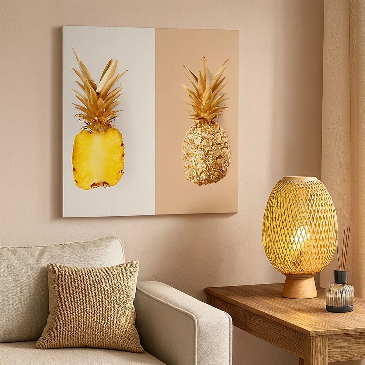 Impression sur toile - Image sur toile - Ananas pour nous - 30x30 cm