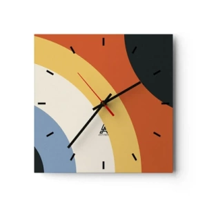 Horloge murale - Pendule murale - Œuvre d'art abstraite avec des arcs colorés et des cercles contrastés - 30x30cm - Vers son soi - Décoration murale moderne pour le salon et la chambre ARTTOR
