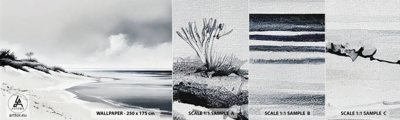 Échantillon de Papier Peint Premium Canvas - Ensemble depuis toujours - Dunes, Plage, Océan - 100x30 cm