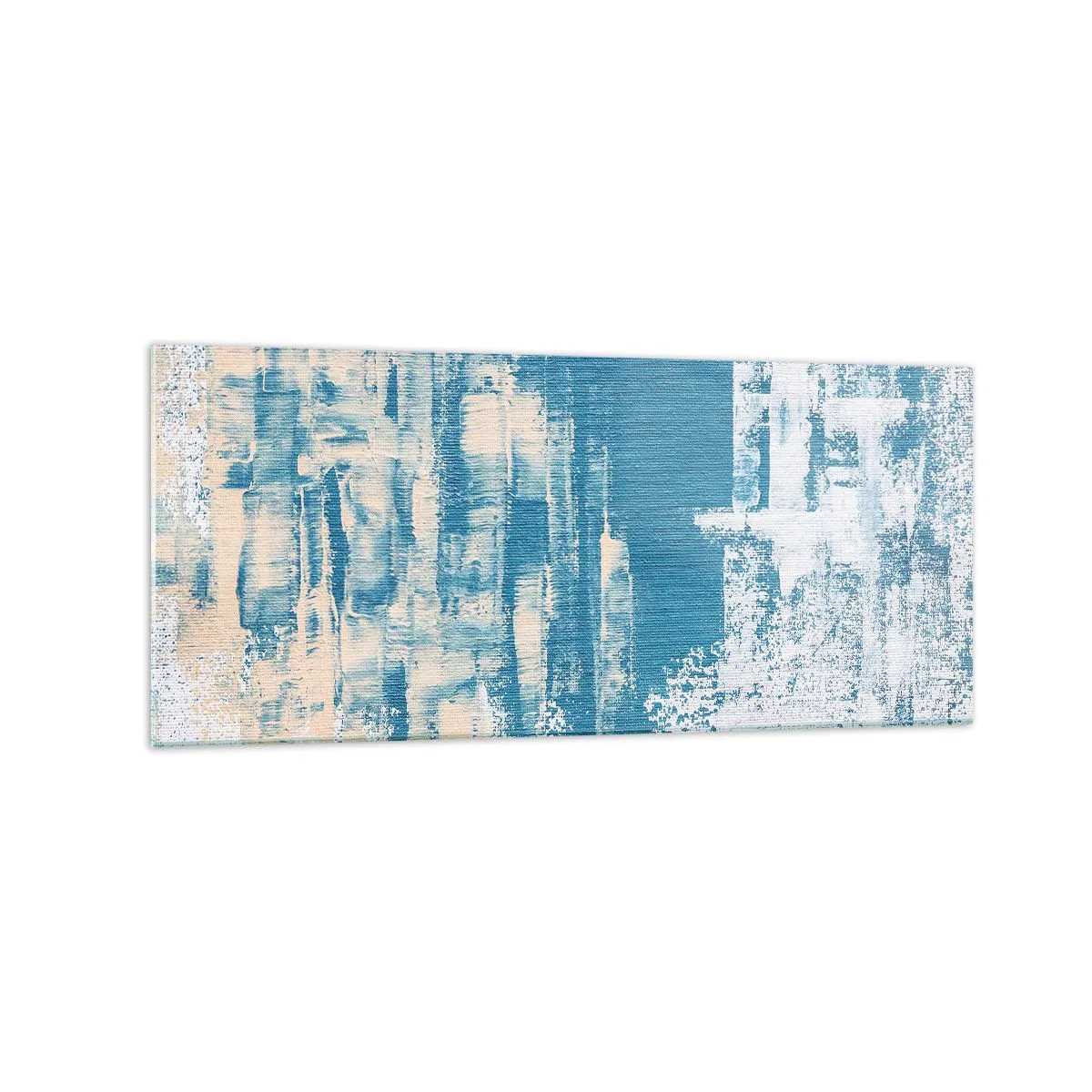 Impression sur verre - Image sur verre - Composition abstraite dans les tons de bleu et de blanc - 120x50cm - À travers un iceberg - Décoration murale moderne pour le salon et la chambre ARTTOR