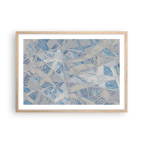 Affiche dans un chêne clair - Poster - Dans un labyrinthe bleu-gris - 70x50 cm