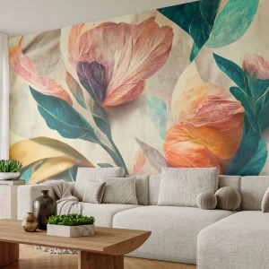 Papier Peint Photo Premium Canvas - Fleurs des îles du sud - Fleurs, Ancien, Botanique - 450x315 cm