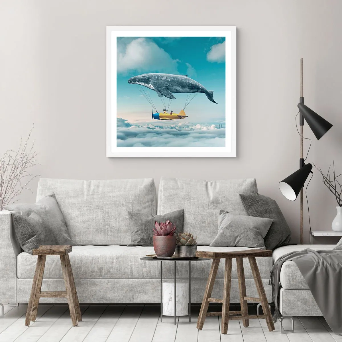 Affiche dans un cadre blanc - Poster - Pourquoi pas? - 60x60 cm