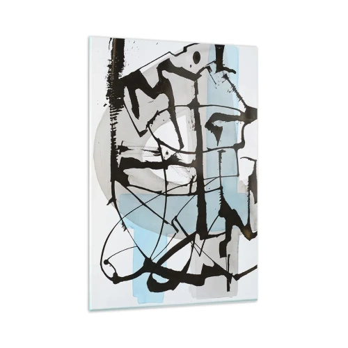 Impression sur verre - Image sur verre - Lignes et formes abstraites en bleu et noir - 80x120cm - Bleu malgré tout - Décoration murale moderne pour le salon et la chambre ARTTOR