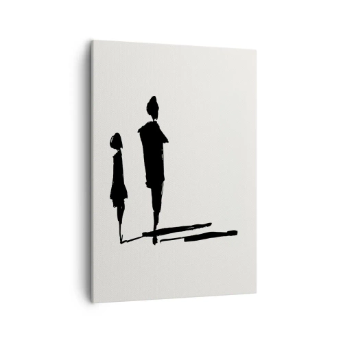Impression sur toile - Image sur toile - Silhouettes de deux personnes en noir sur fond clair - 50x70cm - Êtes-vous sûr qu'ils sont ensemble ? - Décoration murale moderne pour le salon et la chambre ARTTOR