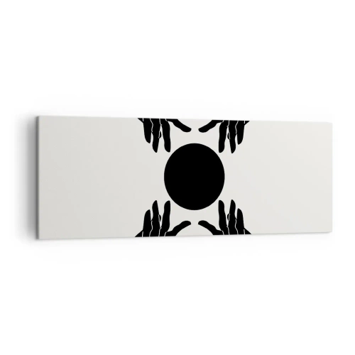 Impression sur toile - Image sur toile - Mains noires dans une composition symétrique avec une boule - 140x50cm - Signe secret - Décoration murale moderne pour le salon et la chambre ARTTOR