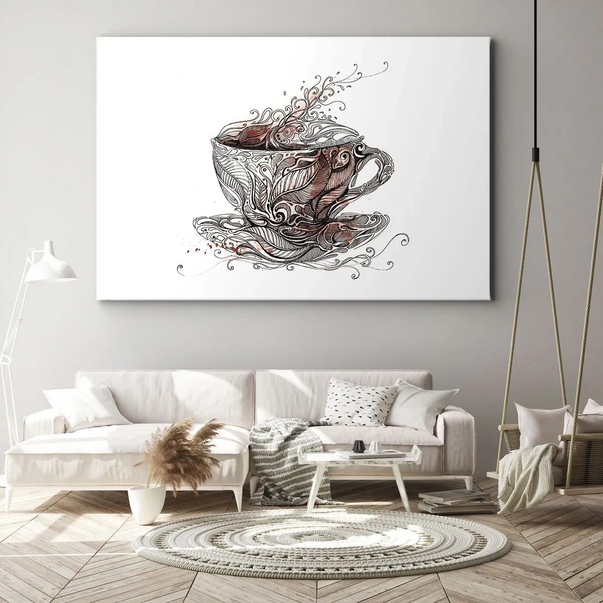 Impression sur toile - Image sur toile - Tasse à café décorative avec un motif artistique - 100x70cm - Du thé, bon pour tout - Décoration murale moderne pour le salon et la chambre ARTTOR
