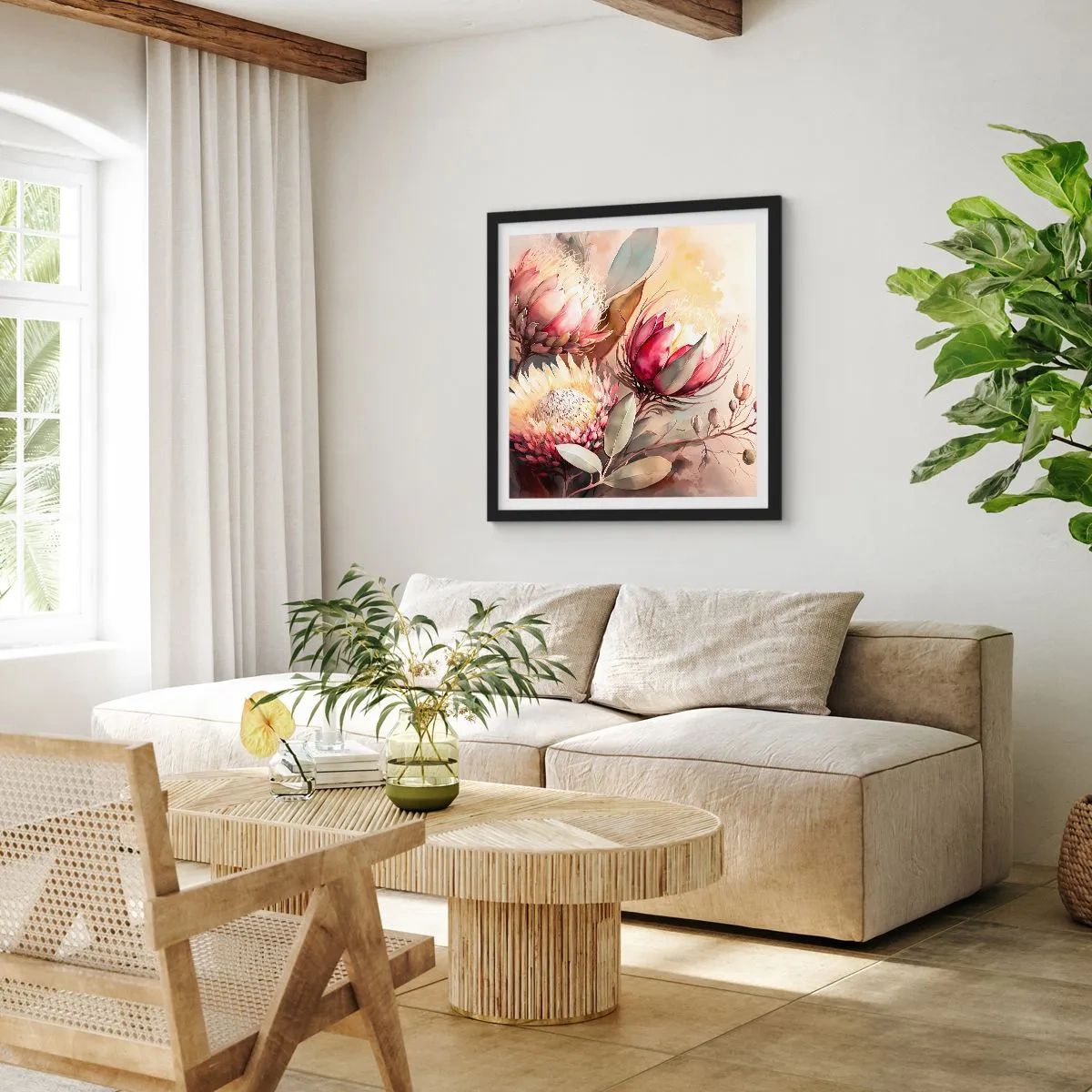 Affiche dans un cadre noir - Poster - De profil et de face - 50x50 cm