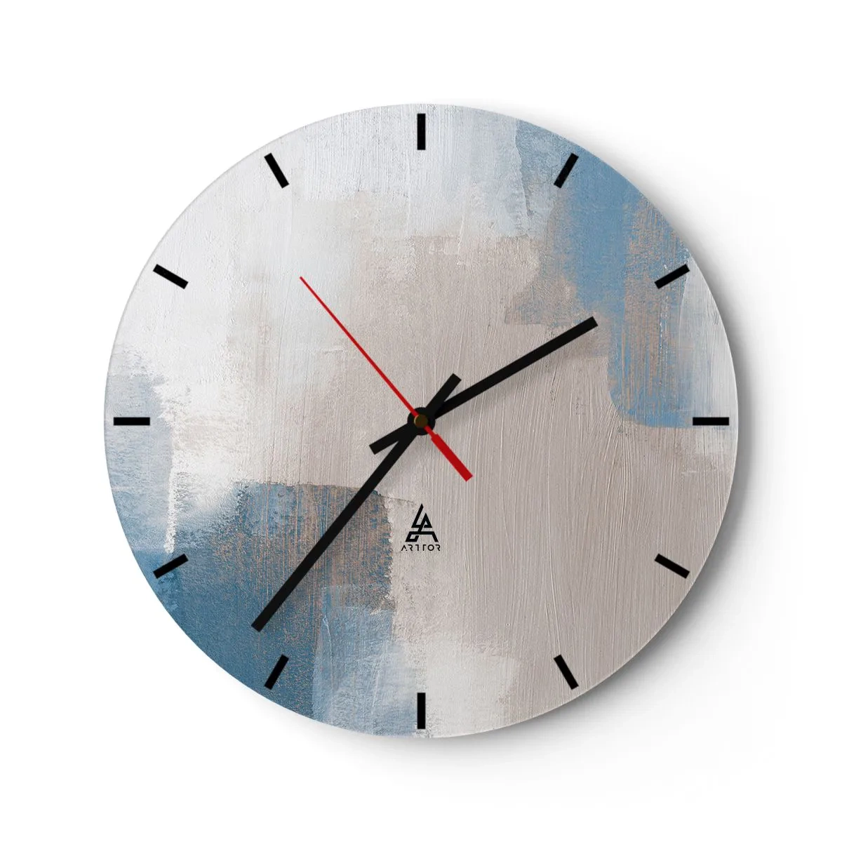 Horloge murale - Pendule murale - Abstraction rose derrière un rideau de bleu - 40x40 cm