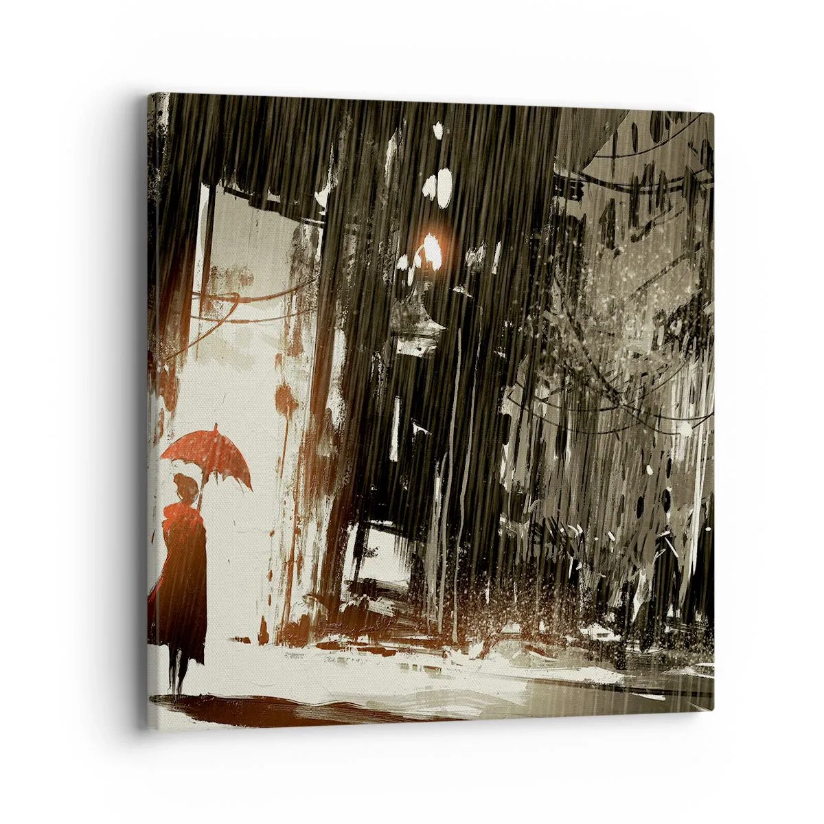 Impression sur toile - Image sur toile - La poésie du parapluie rouge - 40x40 cm