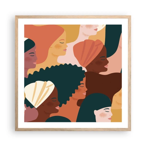 Affiche dans un chêne clair - Poster - Uniquement la féminité - 60x60 cm