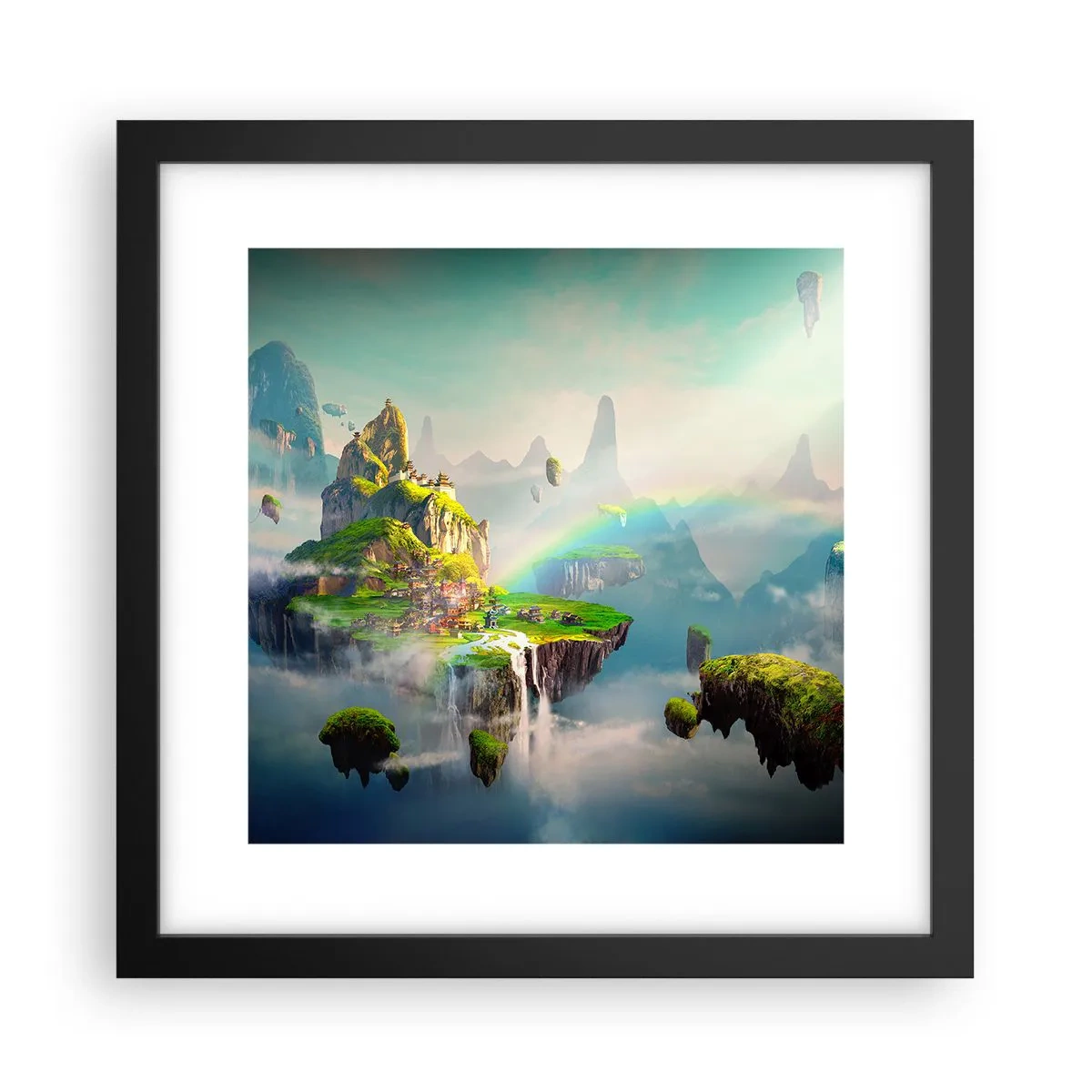 Affiche dans un cadre noir - Poster - Au milieu des cieux - îles du bonheur - 30x30 cm