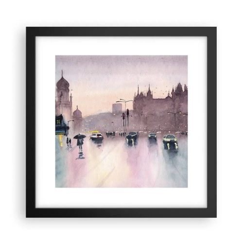 Affiche dans un cadre noir - Poster - Dans une brume pluvieuse - 30x30 cm
