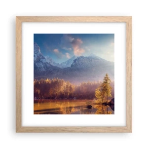 Affiche dans un chêne clair - Poster - Dans les montagnes et les vallées - 30x30 cm