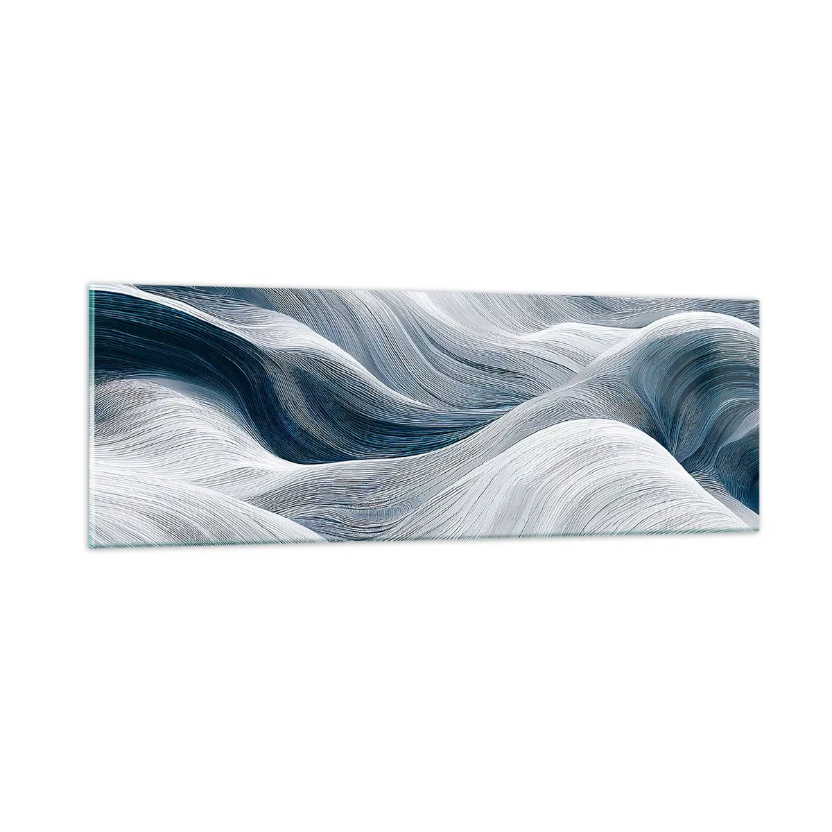 Impression sur verre - Image sur verre - Vagues blanches et bleues - 90x30 cm