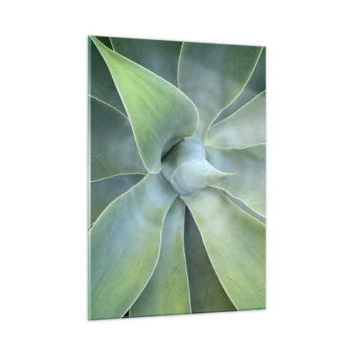 Impression sur verre - Image sur verre - Macrophotographie d'une plante verte aux feuilles en spirale - 50x70cm - La naissance de la verdure - Décoration murale moderne pour le salon et la chambre ARTTOR