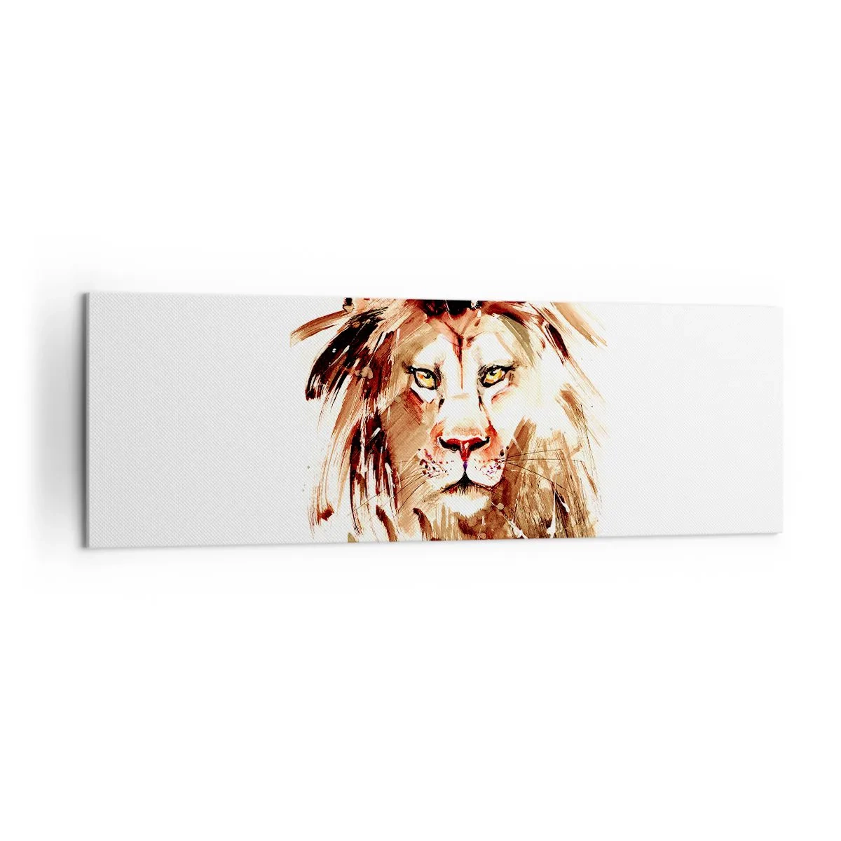 Impression sur toile - Image sur toile - Portrait à l'aquarelle d'un lion aux détails intenses - 160x50cm - Force et dignité - Décoration murale moderne pour le salon et la chambre ARTTOR
